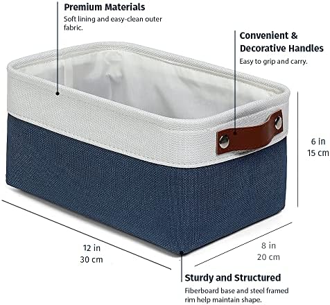 OrganiHaus 12x8in Canvas Storage Baskets, 6 Pack - Fabric Bins for Shelves - Image 2