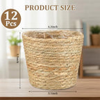 AceOrbit 12 Pcs Wicker Plant Basket Bulk with Liners Woven Planter Baskets Bulk for Indoor Outdoor Seagrass Plants Woven Wicker Baskets for Flower Pots Cover and Room Decor (Small,Rustic) - Image 3