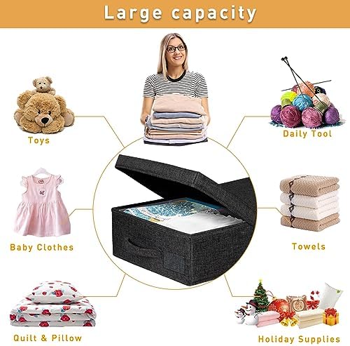 punemi 6 in Tall Under Bed Storage Containers with Lid, 2Pack, Black - Image 3