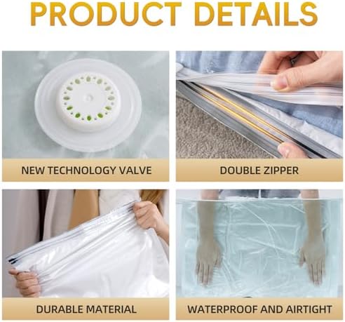 Vacuum Storage Bags with Electric Air Pump, 20 Pack (5 Jumbo, 5 Large, 5 Medium,5 Small) Space Saver Bag, Space Saver Bag, Vacuum Sealer Bags for Clothes, Blanket, Duvets, Pillows, Comforters, Travel - Image 7
