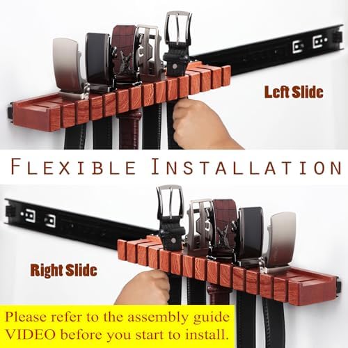 Walnut 14 Belts Organizer with Sliding System - Image 3