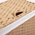 Seville Classics Premium Handwoven Portable Laundry Bin Basket with Carrying Handles, Household Storage for Clothes, Linens, Sheets, Tan, Rectangular Hamper - Image 5