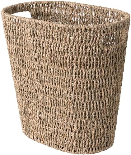StorageWorks Seagrass Bathroom Trash Can, Wicker Waste Basket for Bedroom by StorageWorks