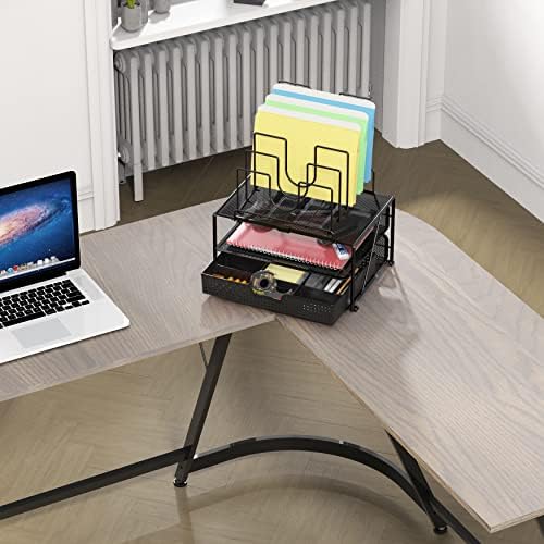 Deco Brothers Desktop File Organizer with Double Tray and 5 Folder Stand - Image 3