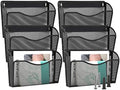 EASEPRES 6 Single Pocket Mesh Hanging File Organizer, Vertical Wall Mounted Magazine File Holder, Mount Basket Mail Paper Document Folder Organizing for Office, Home and School, Black by EASEPRES
