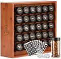 AllSpice Spice Rack Organizer, Wood, 525 Unique Labels, Countertop or Wall Mount, Includes 30 4oz Jars- Cherry Stain by AllSpice
