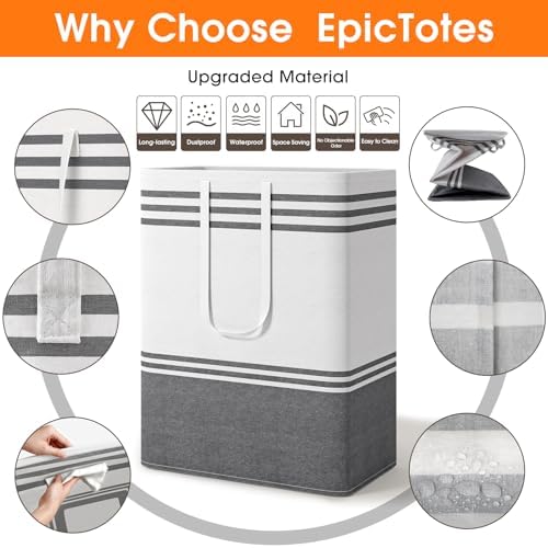 4 Pack Large Laundry Baskets, Laundry Hampers, Freestanding Waterproof Collapsible Clothes Bag with Extended & Reinforced Handles - Clothes Basket for Dorm, Bathroom, Home (125L) - Image 4
