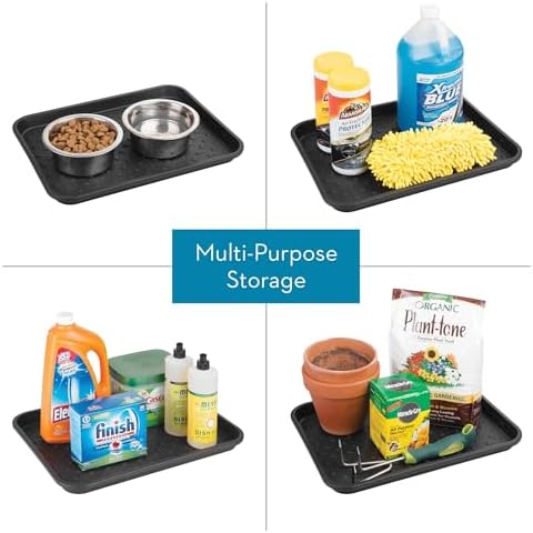 iDesign Plastic Under Sink Mat Tray for Kitchen Cabinet, Bathroom, Entryways, Office, Mudroom, College Dorm, (Set of 2), 17" X 13" X 2", Black - Image 4