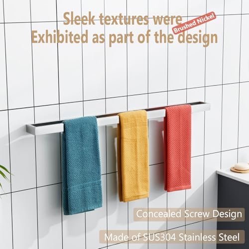 KOKOSIRI Towel Bar Brushed Nickel Bath Towel Hanger Holder 32-Inch Kitchen Rack Stainless Steel for Bathroom Hardware Wall Mount, 1 Pack B4008BR-L32 - Image 5