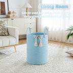 Laundry Basket,Woven Cotton Rope Laundry Hamper,100L for Decor Storage of Dirty Clothes,Toys and Blankets in Bathroom,Baby Room and Living Room - Image 2