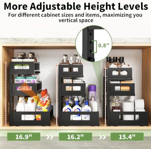 Under Sink Organizer,3-Tier Heavy Duty Pull out Cabinet Organizer Shelf - Image 4