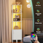 HOOBRO Corner Cabinet with LED Light, Corner Shelf Stand with Storage and Doors, 5-Tier Industrial Corner Bookshelf, 59” Tall Display Rack Shelf, for Living Room, Kitchen, White WT147DCJ01 - Image 6