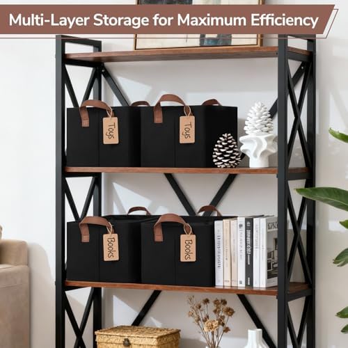 CHICVITA 4 Pack Fabric Storage Bins for Shelves, Metal Frame, 20L Black - Image 6