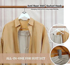 White Wooden Skirt Hangers with Clips 16Pack, Wooden Coat & Pants Hangers with Adjustable Metal Clips for Slacks, Jeans, Shorts, Jacket, Blouse, Clothes & Suit - Image 6