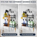 Stainless Steel Shower Caddy Hanging with Soap Dish and Hook,Black - Image 3