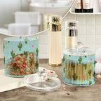 Blue Cactus Hearts Stars Qtip Holder Waterproof Dustproof Apothecary Jars with Lids For Bathroom Cotton Swabs Makeup Sponges Floss Picks Bath Salts 2 Pack - Image 4