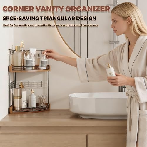 Bathroom Countertop Corner Organizer for Small Spaces, 2-Tier Counter Shelf - Image 5