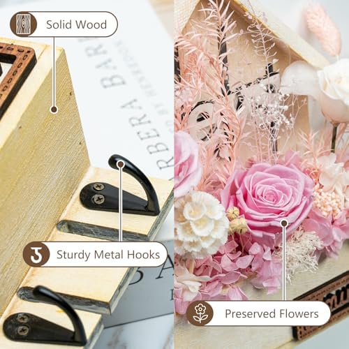 Key Holder Wall Mount with Preserved Pink Roses, Unique Wall Hooks for Home Decor, Forever Flowers Key Hook for Housewarming Gifts, Birthday Gifts for Women, Mom, Friend, Room Decor (Pink) - Image 4