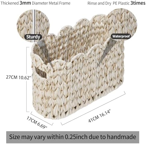 Coeusy Wicker Toilet Paper Storage Basket, Scalloped Basket for Bathroom - Image 4