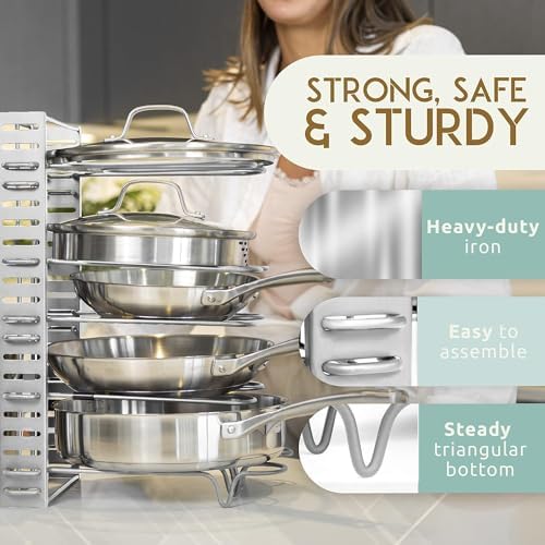 Upgraded Pan Organizer Rack for Cabinet with 3 DIY Methods (Silver) - Image 4