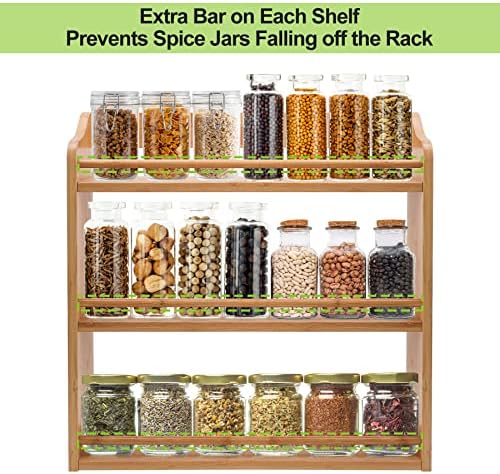 3 Tier Bamboo Spice Rack Wall Mount or Countertop,Spice Organizer - Image 5