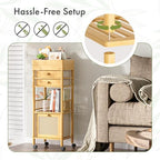 Amazer Bamboo Makeup Organizer Cart with 3 Drawers, Floor Skin Care Storage for Bathroom Bedroom, Rolling Vanity Organizer Cart for Cosmetic, Nail Polish, Perfume and Hair Tools - Image 5