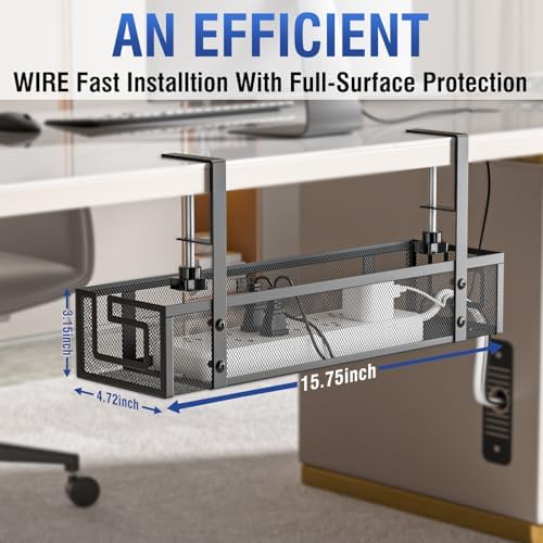 Cable Management, 15.75" Under Desk Cable Management Tray No Drill - Image 3