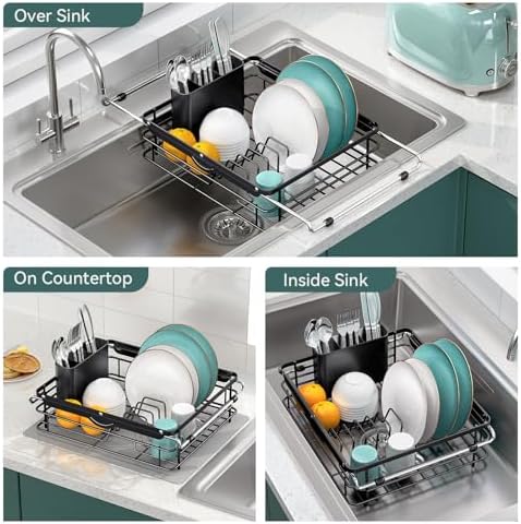 TOOLF in Sink Dish Drying Racks, Large Dish Drainer with Utensil Holder - Image 3