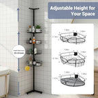 Standing Shower Caddy Corner, 4-Tier Adjustable Height Bathroom Organizer, 6-Section Pole, Sturdy Floor Standing Shelf for Shower – No Drilling, No Spring Tension - Image 4