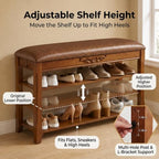 Shoe Rack Bench Entryway Storage with Leather Cushion, 39.4" - Image 4