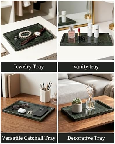 100% Natural Marble Tray for Home Decor, 12"x8" Marble Vanity Tray for Countertop Bathroom Kitchen Dresser, Stone Tray for Jewelry, Cosmetics, Lotion and Perfume - Image 7