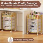 Hongtamoya Makeup Cart Organizer with 4 Drawers, Large Floor Skincare Organizers, Vanity Storage Organizer Cosmetics Display Cases for Skin Care Perfume Nail Polish, Gold - Image 3