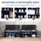 40" Storage Bench - Entryway Shoe Bench with 3 Doors and Top Storage Area, Multifunctional Entryway Bench with Lift Top Cushion, Shoe Storage Bench for Bedroom, Living Room, Navy Blue - Image 4