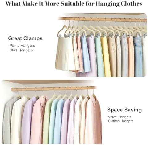 HOUSE DAY Velvet Skirt Hangers 36 Pack, Beige Hangers with Adjustable Clips - Image 2