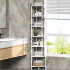 7 Tier Corner Shelf Stand, 64.7", Marble White - Image 4