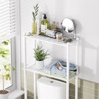 AmazerBath Bamboo Over The Toilet Storage Shelf, 2-Tier Over Toilet Bathroom Organizer Rack, Bathroom Shelves Over Toilet Space Saver, White - Image 3