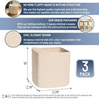 NaturalCozy Storage Cubes 11 Inch Cotton Rope Woven Baskets for Organizing, 3-Pack | Cube Storage Bin | Square Storage Baskets for Shelves Organizer, Classroom, Kids Toy Bins, Closet, Baby Nursery - Image 2