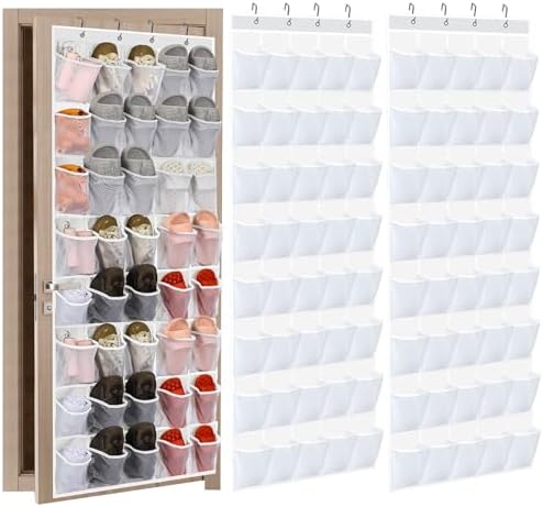 Windyun 2 Pcs 40 Pocket Over the Door Shoe Organizer, White by Windyun