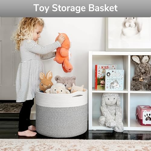 Goodpick Woven Blanket Basket Living Room, Toy Bin for Playroom, 45L - Image 4