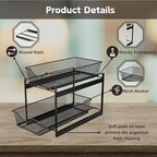 IBERG 2 Tier Bathroom Organizer Under Sink with Pull Out Drawer (Black) - Image 3