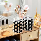 Black White Harlequin Pattern Qtip Holder Apothecary Jars Bathroom Storage Floss Makeup Organizer for Cotton Ball Swab Acrylic 4 Packs - Image 6
