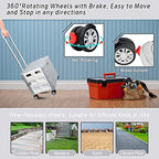 FELICON Folding Utility Cart Rolling Crate Handcart Basket Tote-Gray+White - Image 5
