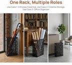 BEWBBAT Umbrella Stand Rack for Entryway, Hollow Metal Holder, FreeStanding Storage Bin for Long Umbrellas, Holds 6-7, Black - Image 6