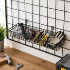 ANZOME Grid Wall Baskets, 2 Pack Black Hanging Wire Basket Shelves for Kitchen Pantry Wall Storage, Metal Mesh Organizer with Hooks for Fruits, Spices, Plants and Small Supplies - Image 3