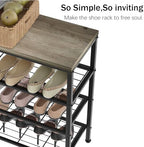 4-Tier Metal Shoe Rack with Wood Top - Durable & Space-Saving Shoe Organizer,Industrial Shoe Organizer Shelf Bench Storagefor Closet Entryway, Bedroom & Hallway - Gray + Black 28.5 W × 25.5" H - Image 5