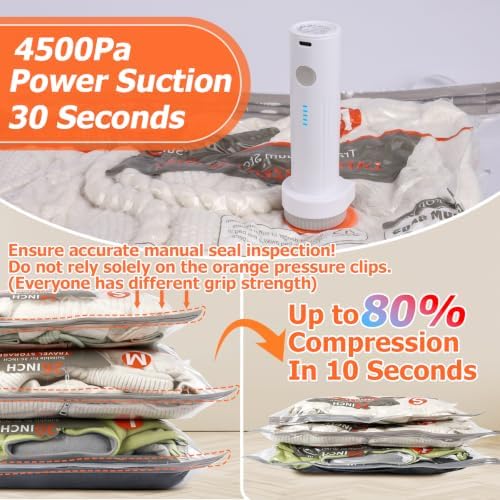 40 Pack Vacuum Storage Bags with Rechargeable Electric Air Pump - Image 3
