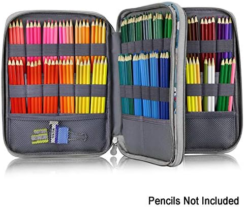 YOUSHARES 192 Slots Colored Pencil Case, Large Capacity Pencil Holder Pen Organizer Bag with Zipper for Prismacolor Watercolor Coloring Pencils, Gel Pens for Student & Artist (Big-Faced Cat) - Image 2