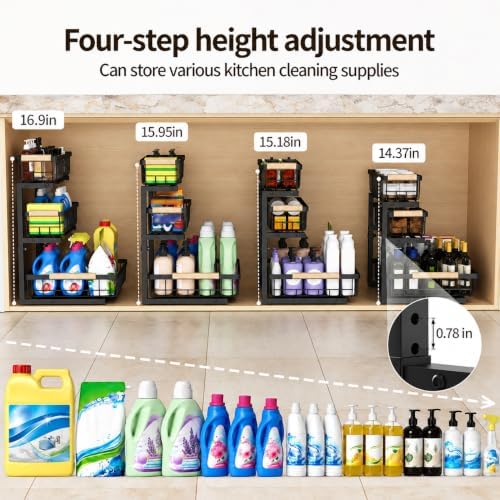 Three-Tier Under Sink Organizer Kitchen Bathroom, Grid, 1 Pack - Image 4