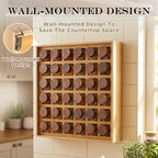 Novabright 36 Grids Bamboo Spice Organizer Wall Mount, Jars Not Included - Image 4