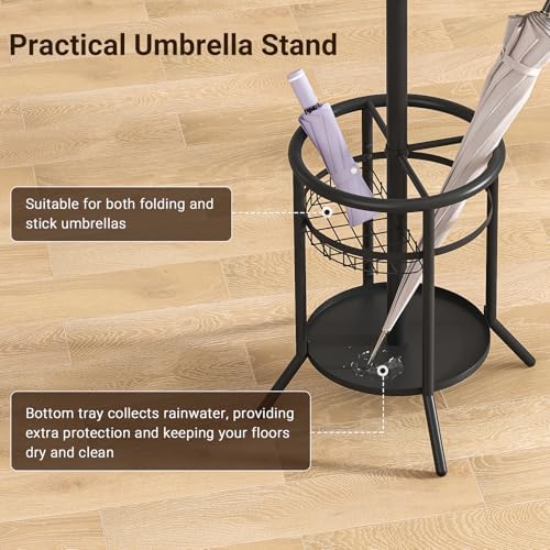 ELYKEN Coat Rack Freestanding, Metal Coat Rack with Umbrella Holder - Image 4